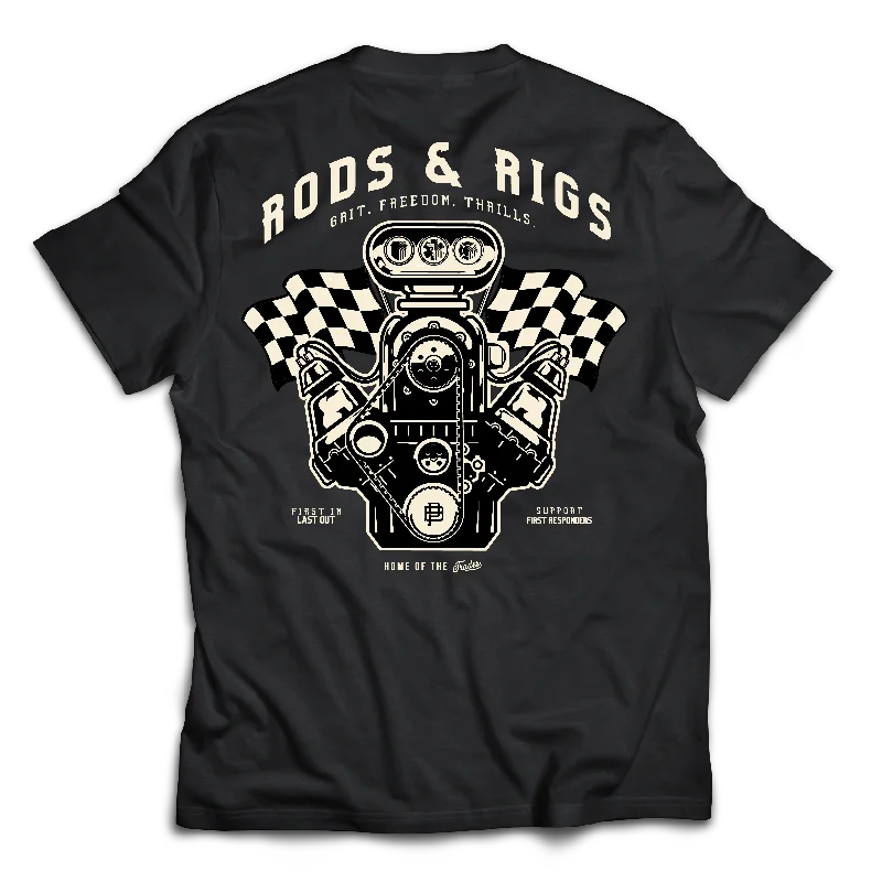 Fashion Vests Rods & Rigs Charity Tee, Black