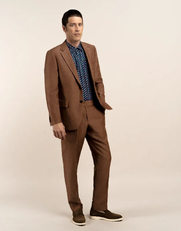 Formal Jackets Hawker Tobacco Linen Blend Suit