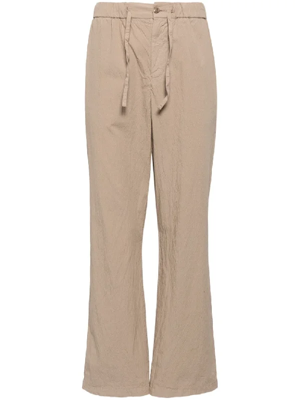 Crinkled-Finish Straight-Leg Trousers