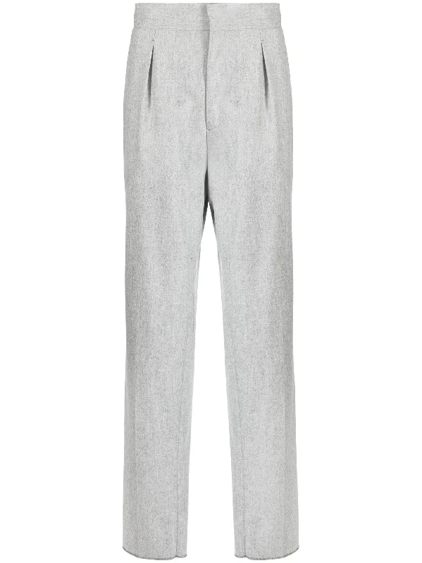 Mélange-Effect Tapered Wool Trousers