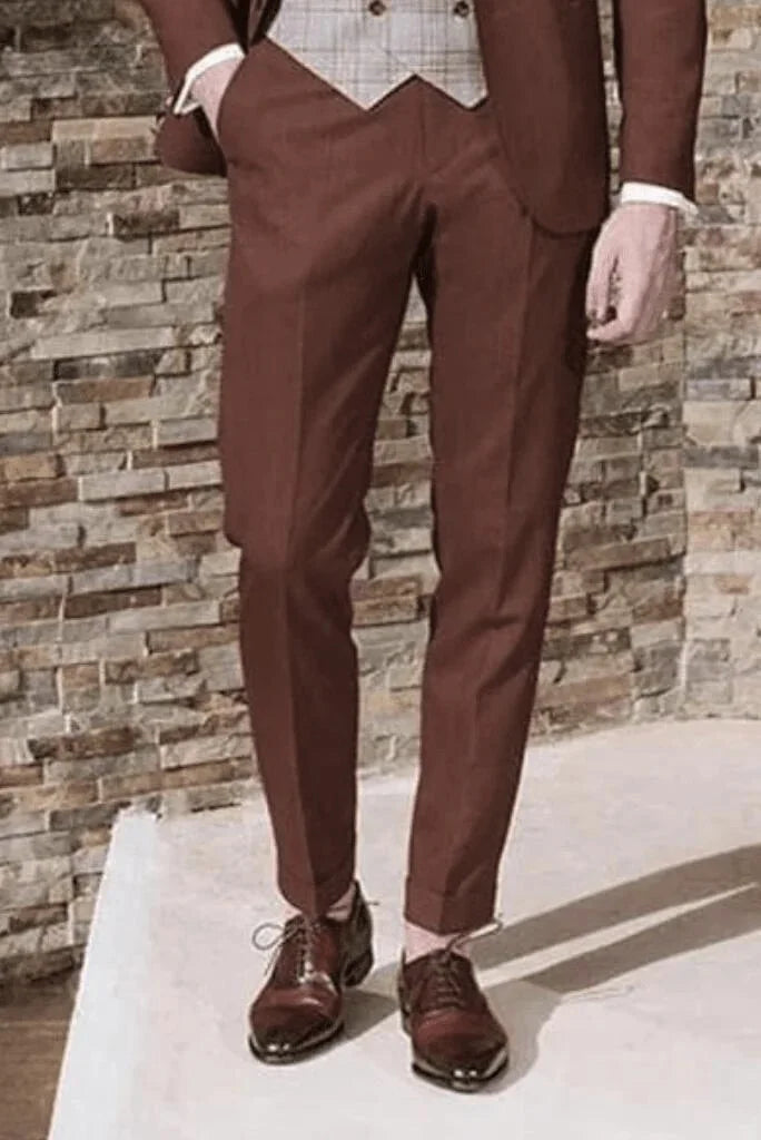 Men Elegant Burgundy Rust Pant Office Formal Wear Trouser Gift for Men Burgundy Rust Trousers Groomsmen Gift