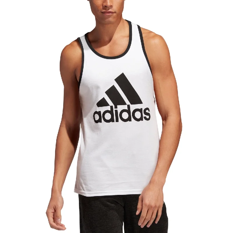 adidas Men's Badge Of Sport Logo Graphic Tank White Size Medium