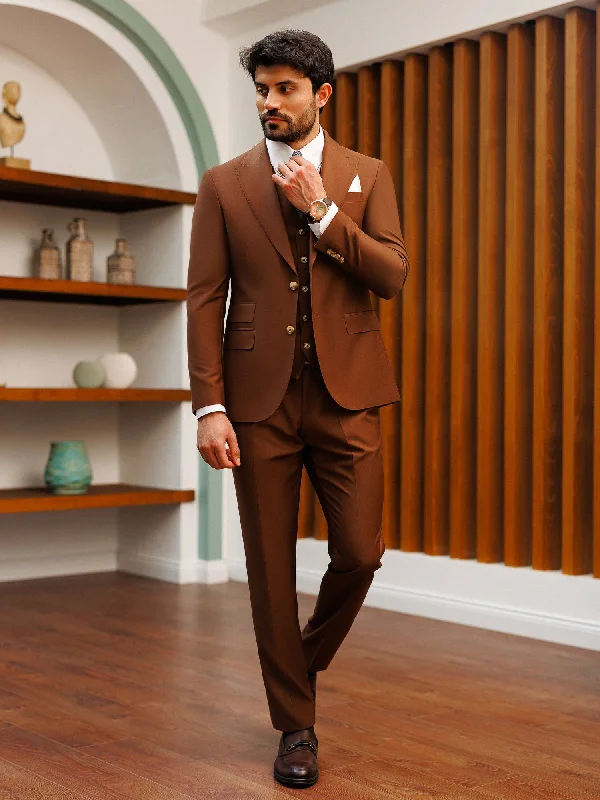 Brown Slim-Fit Suit 3-Piece