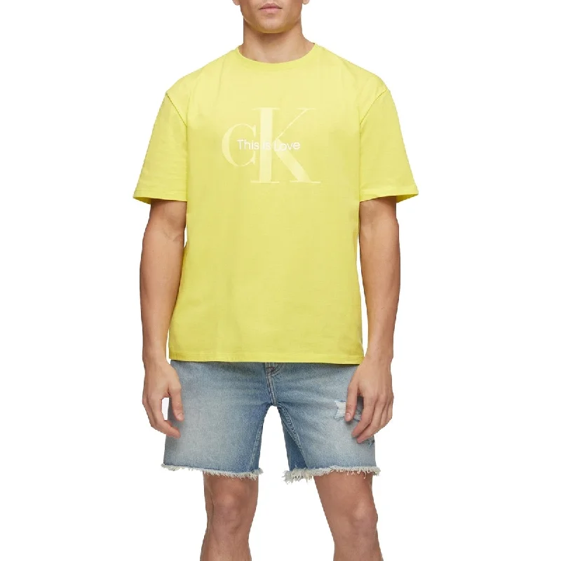 Calvin Klein Men's Pride Logo Print T-Shirt Yellow Size X-Large