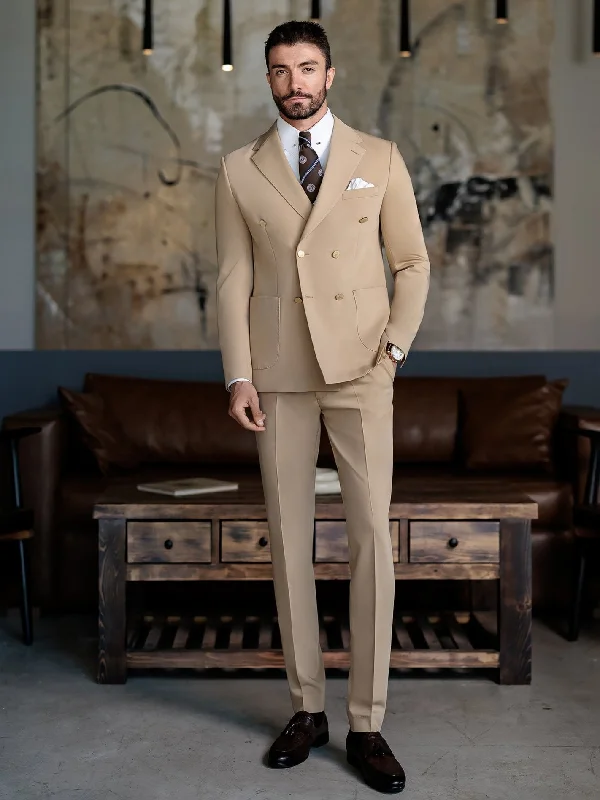 Camel Double Breasted Suit 2-Piece