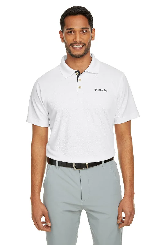 Columbia Mens Utilizer Moisture Wicking Short Sleeve Polo Shirt - White