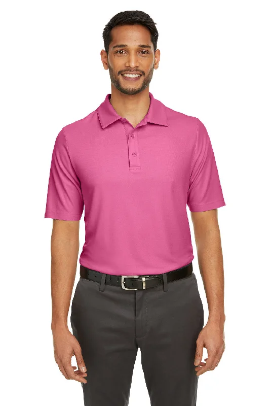 Core 365 Mens Fusion ChromaSoft Performance Moisture Wicking Short Sleeve Polo Shirt - Charity Pink