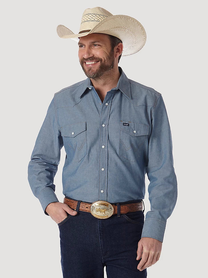 Cowboy Cut Long Sleeve Western Snap Work Shirt