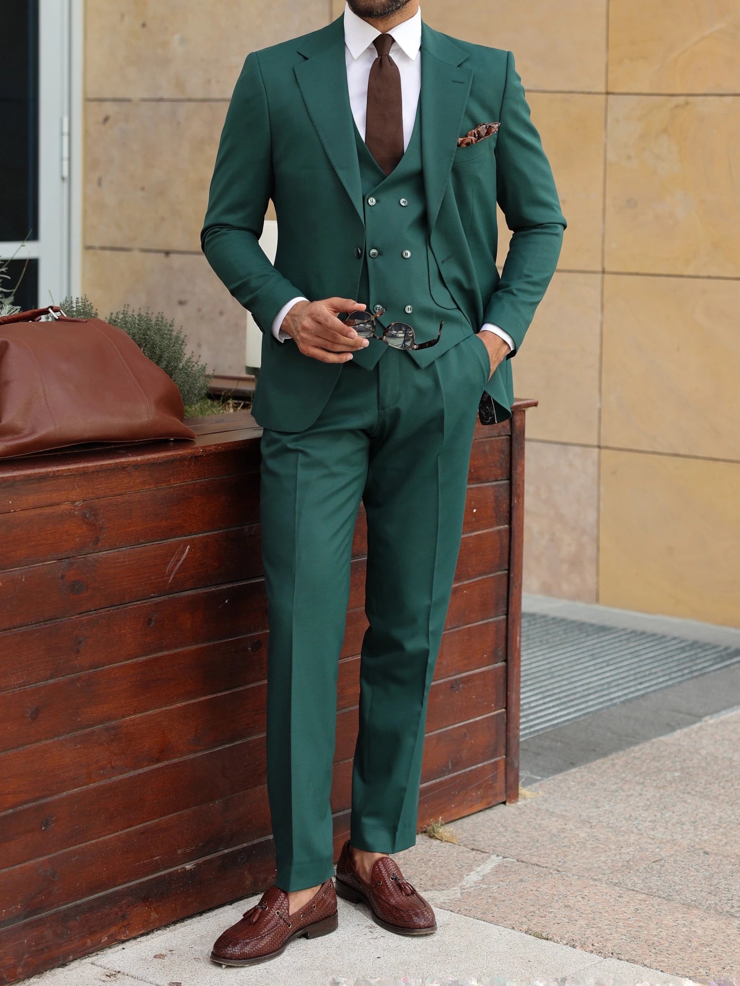 Green Slim-Fit Suit 3-Piece