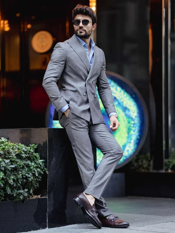 Grey Double Breasted Suit 2-Piece