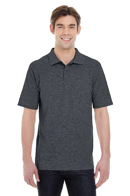 Hanes Mens X-Temp Fresh IQ Moisture Wicking Short Sleeve Polo Shirt - Heather Charcoal Grey