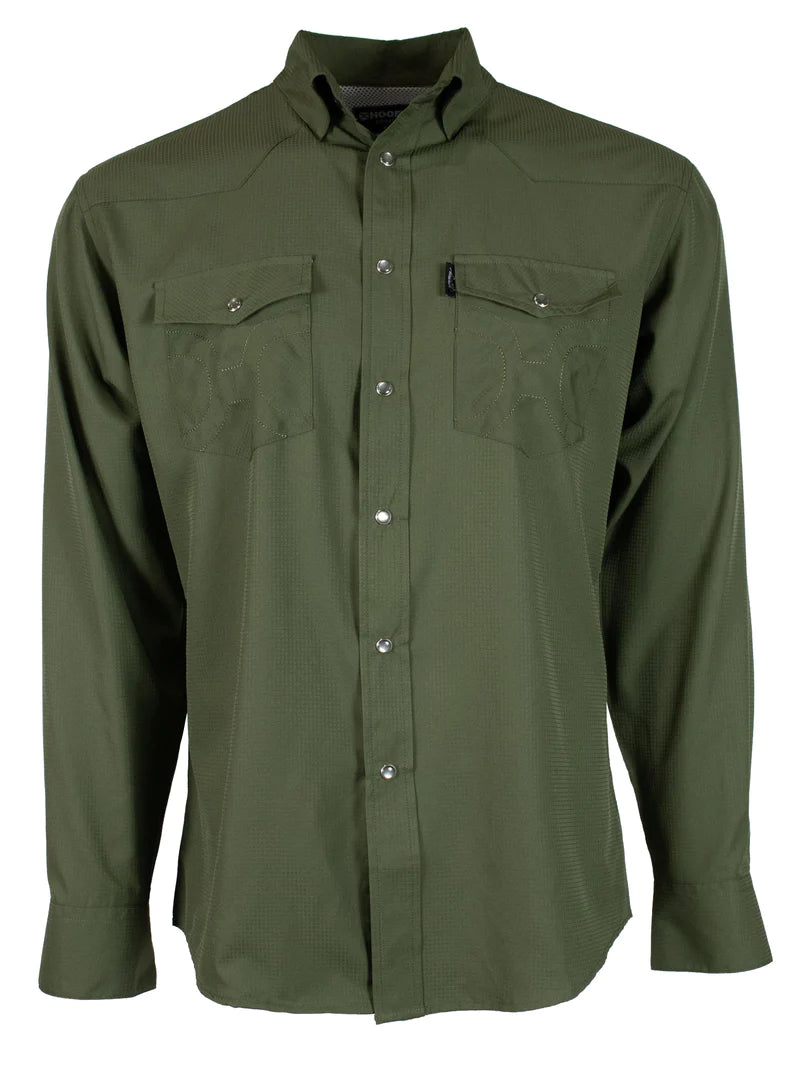 Hooey "Sol" Olive Long Sleeve Pearl Snap Shirt