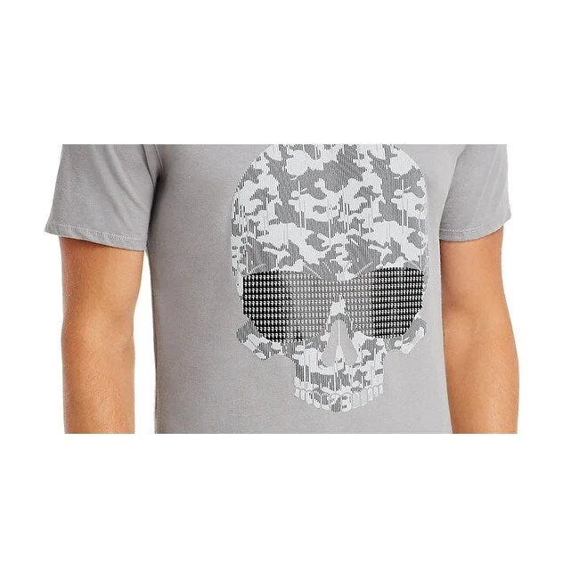 Karl Lagerfeld Paris Men's Camouflage-Skull Graphic Tee Gray Size Small