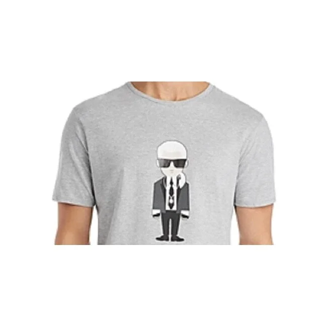 Karl Lagerfeld Paris Men's Caricature Tee Gray Size X-Large