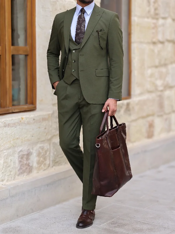 Khaki Modern-Fit Suit 3-Piece