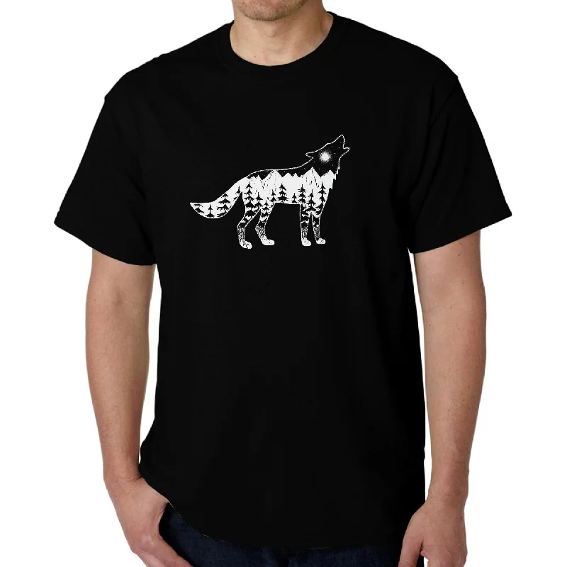 LA Pop Art Men's Word Art T-shirt - Howling Wolf