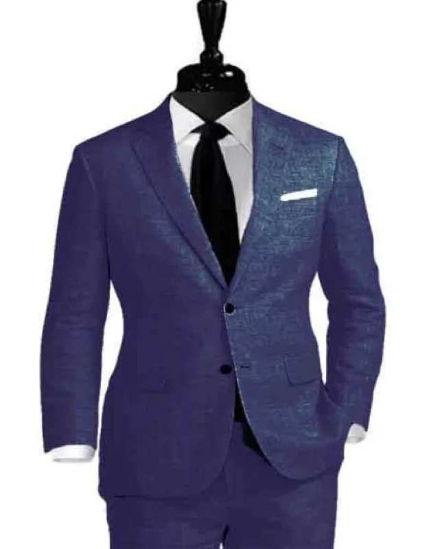 Linen Suit - Mens Summer Suits in   Navy Blue Color - Beach  Wedding