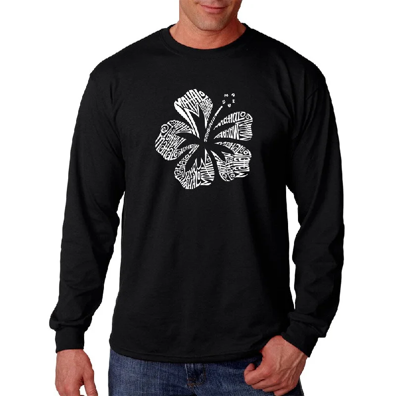 Los Angeles Pop Art Men's Black Cotton Graphic Long-sleeved T-shirt