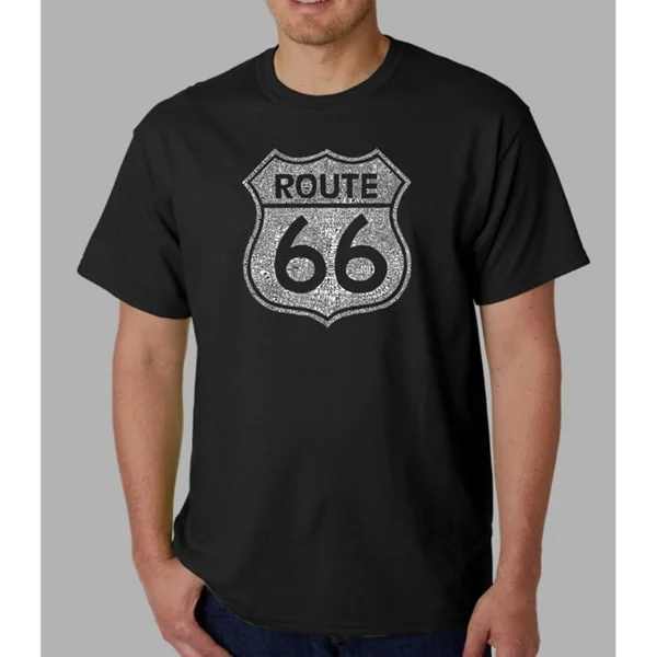 Los Angeles Pop Art Men's Route 66 Cotton T-Shirt