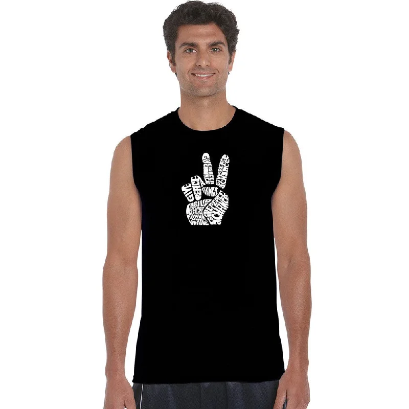 Men's Cotton Sleeveless Peace Fingers T-shirt