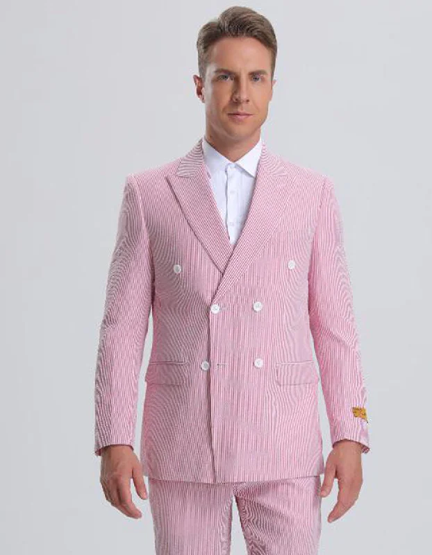 Mens Double Breasted Gangster Pinstripe - Chalk Big Pinstripe Suit in 3 Colors