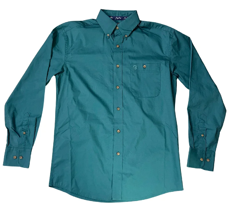 MEN'S GEORGE STRAIT LONG SLEEVE BUTTON DOWN SOLID SHIRT IN GREEN