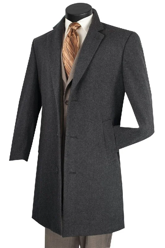 Milano Collection - Wool 3 Buttons Top Coat 38 inches Length