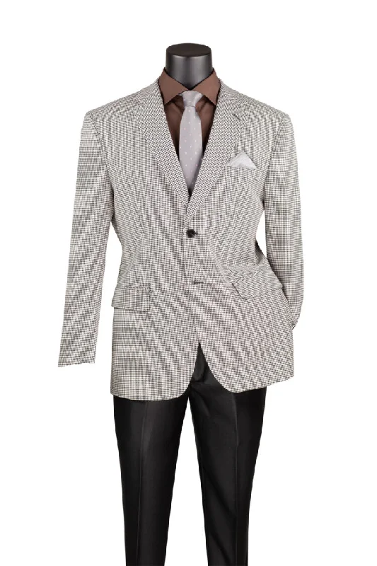 Modern Fit Houndstooth Pattern Sports Coat in Black