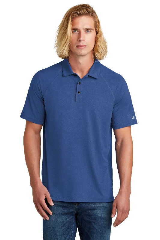 New Era Mens Power Moisture Wicking Short Sleeve Polo Shirt - Heather Royal Blue