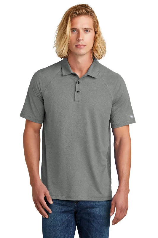 New Era Mens Power Moisture Wicking Short Sleeve Polo Shirt - Heather Shadow Grey