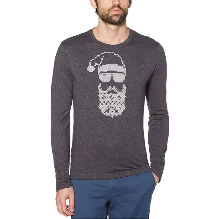 Original Penguin Men's Santa Beard Tee Grey Size Small