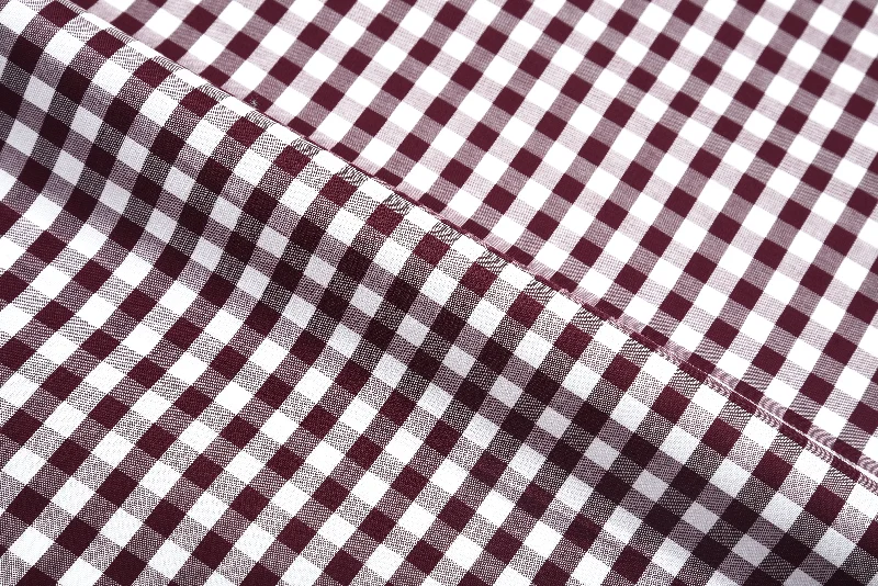 Maroon on White Broad Gingham Checks Shirt