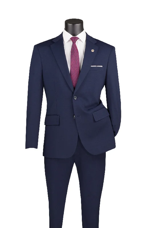 Slim Fit Men's Suit 2 Piece 2 Button in Navy