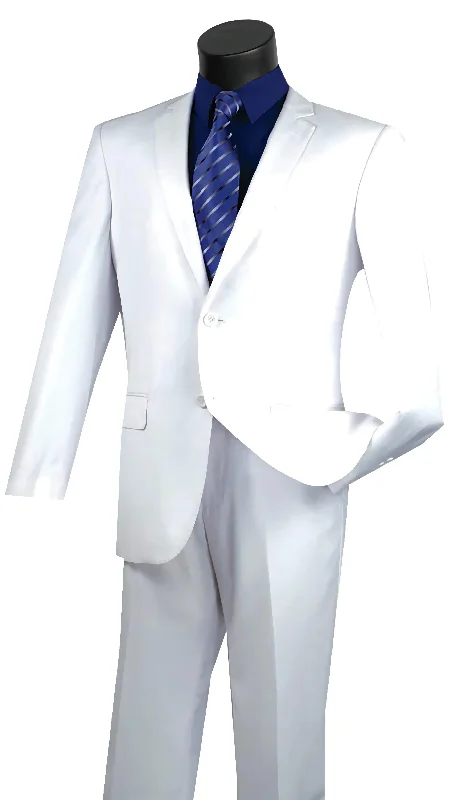 Slim Fit Men's Suit 2 Piece 2 Button in White