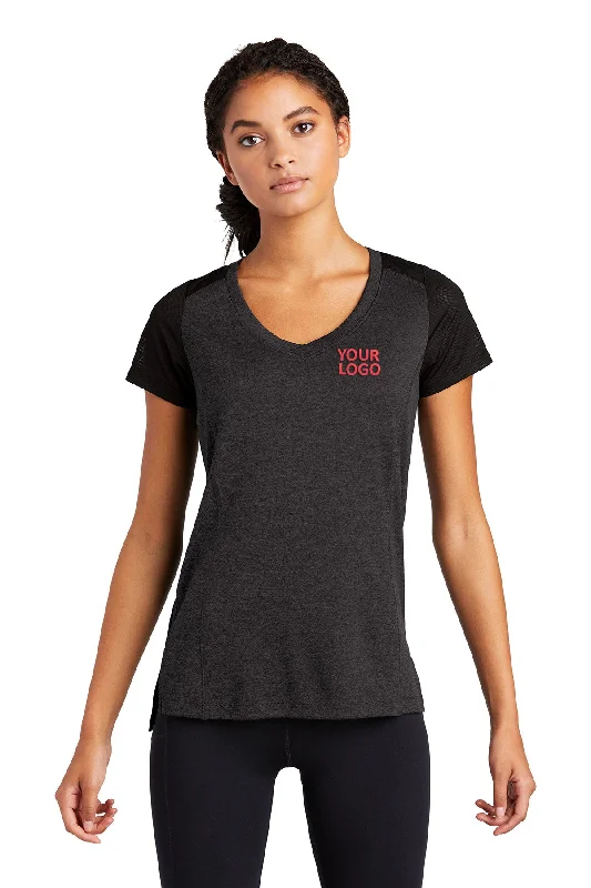 Sport-Tek Ladies Custom Endeavor Tee's, Black Heather/Black