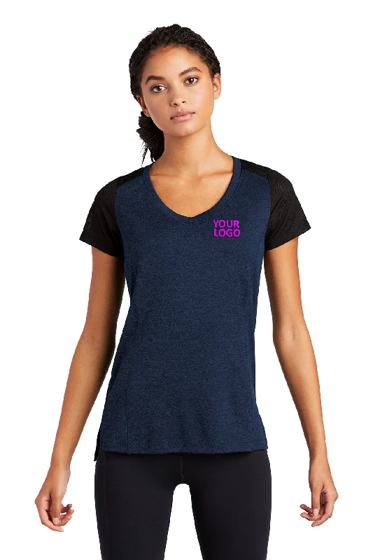 Sport-Tek Ladies Custom Endeavor Tee's, Dark Royal Heather/Black