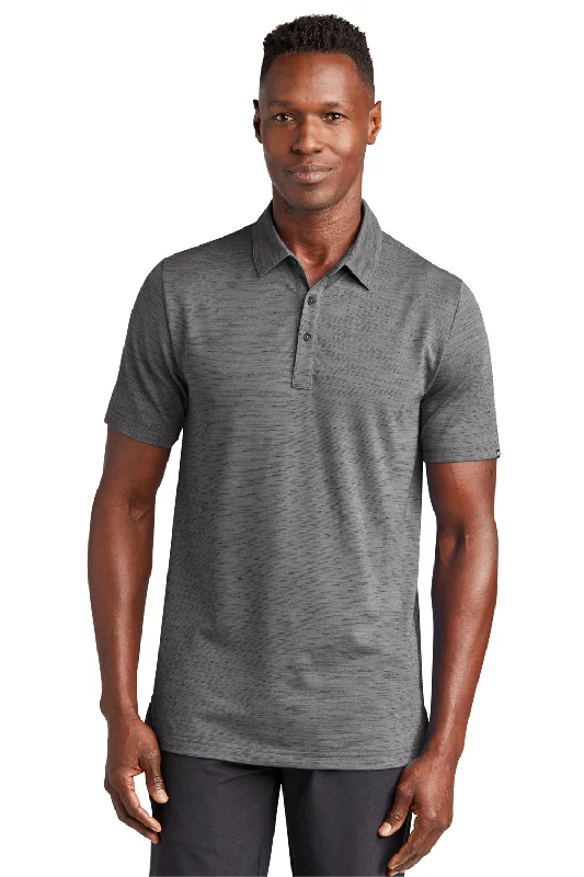 TravisMathew Mens Auckland Slub Wrinkle Resistant Short Sleeve Polo Shirt - Dark Grey