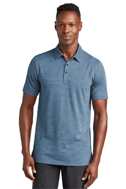 TravisMathew Mens Auckland Slub Wrinkle Resistant Short Sleeve Polo Shirt - Riviera Blue