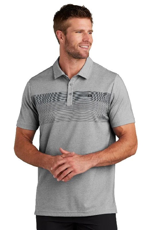 TravisMathew Mens Coastal Wrinkle Resistant Short Sleeve Polo Shirt - Heather Quiet Shade Grey