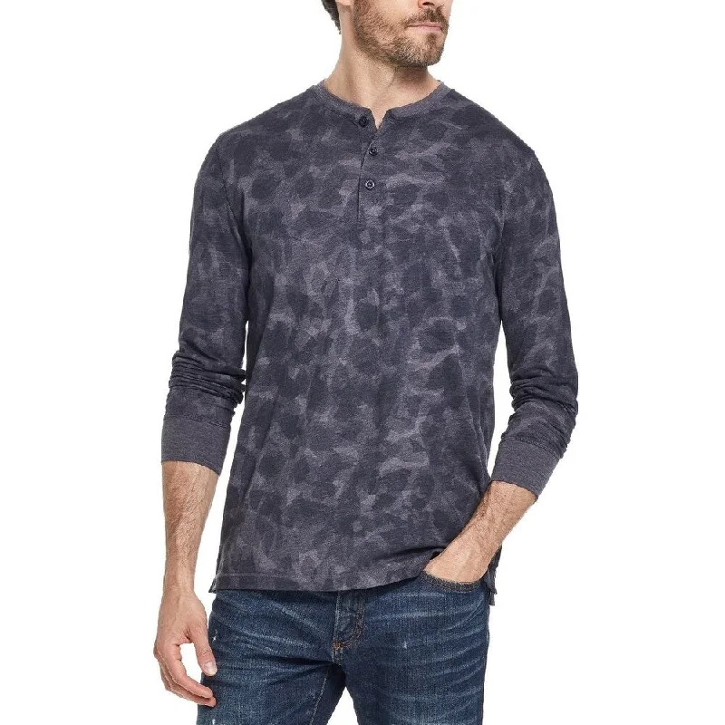 Weatherproof Vintage Men's Abstract Print Henley Navy Size Small Medium