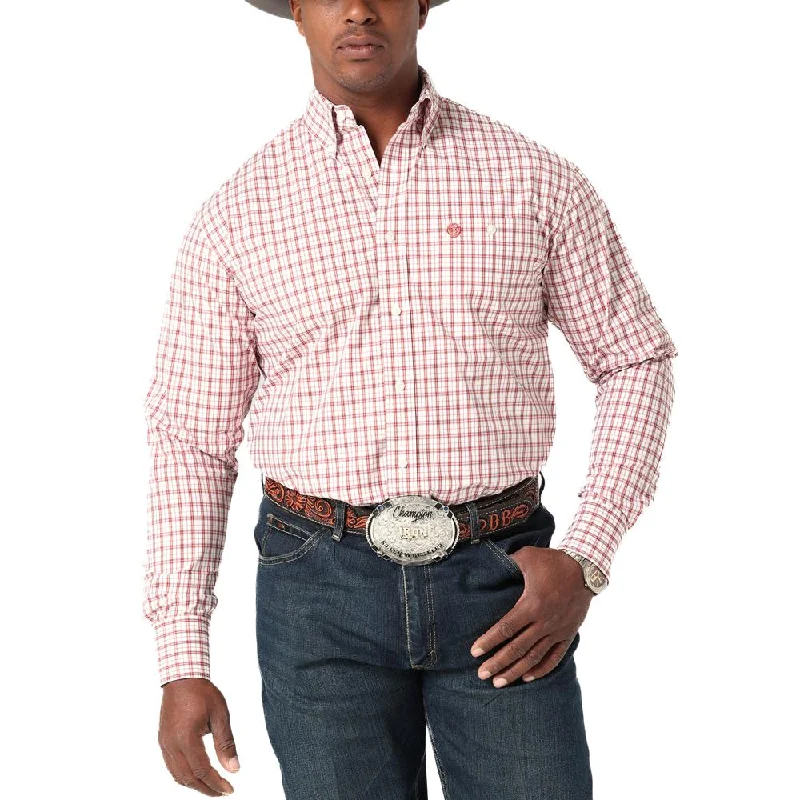 WRANGLER MEN'S GEORGE STRAIT RED CHECKS BUTTON DOWN