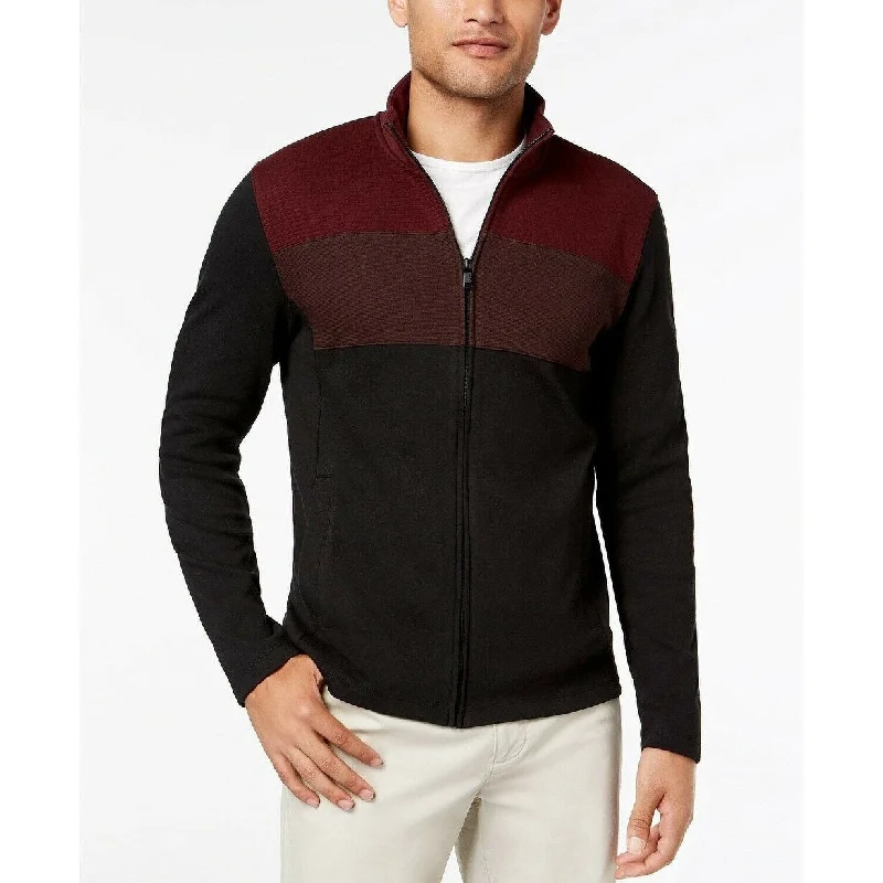 Alfani Men's Full Zip Ribbed Colorblock Sweater Port Size 2 Extra Large