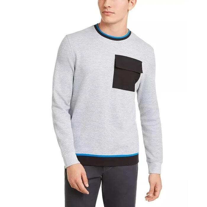 Alfani Men's Utility Pocket Crewneck Sweatshirt Grey Size XX-Large