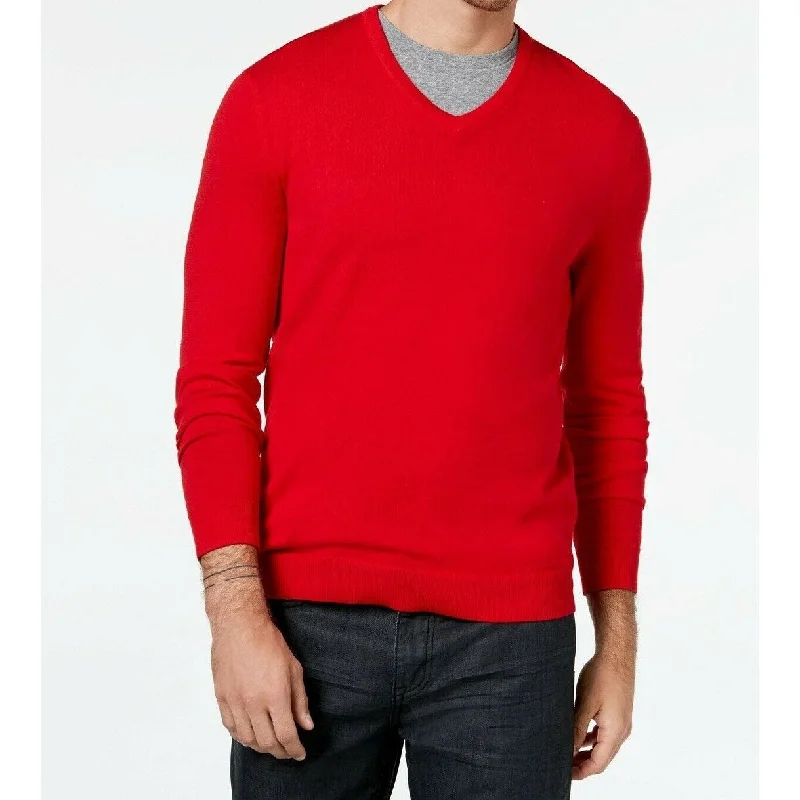 Alfani Men's V-Neck Sweater Cherry Candy Size X-Large