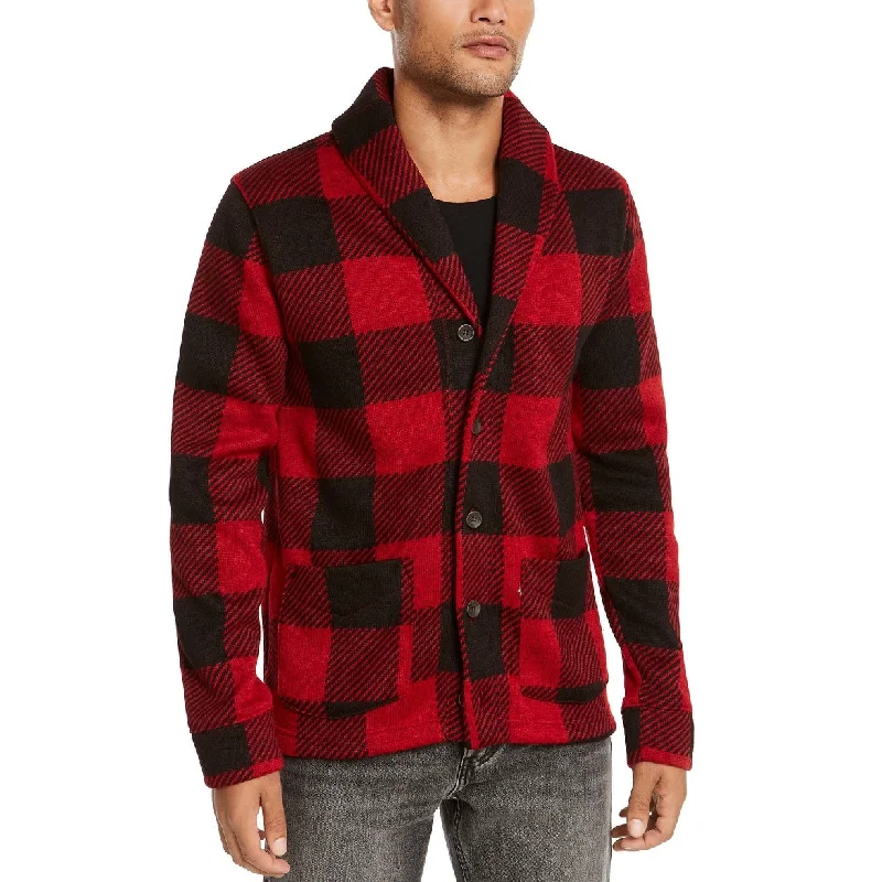 Levi's Men's Trouss Regular-Fit Buffalo Plaid Cardigan Red Size Medium