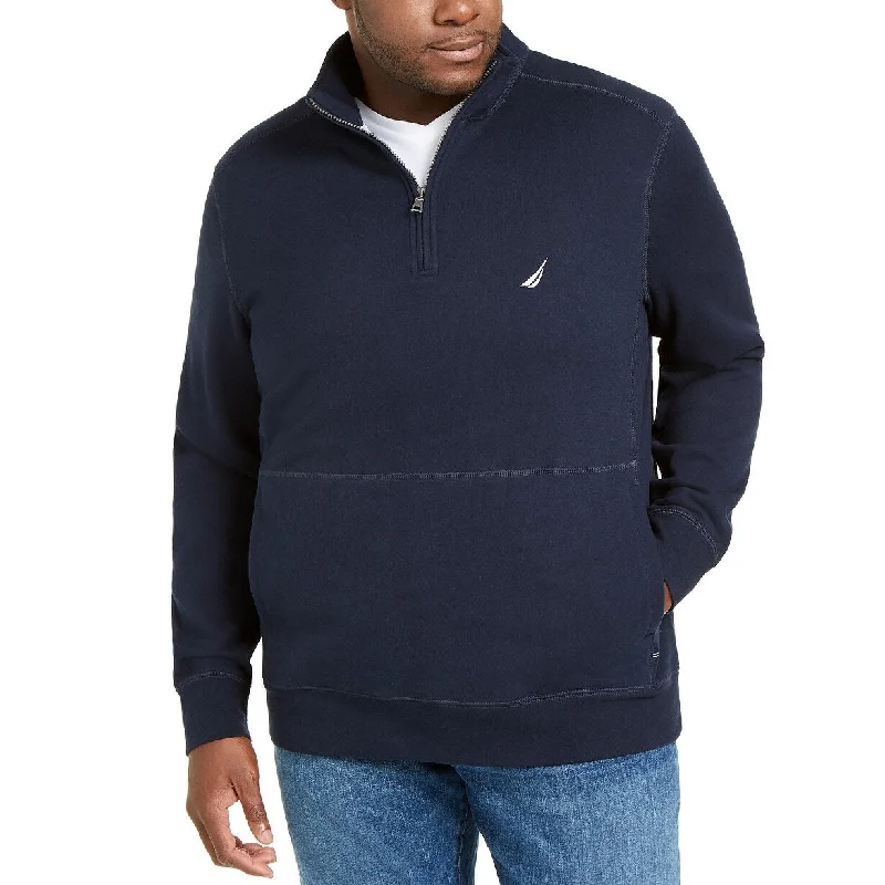 Nautica Men's Big & Tall Classic-Fit 1/4-Zip Fleece Sweatshirt Navy Size 3 Extra Large